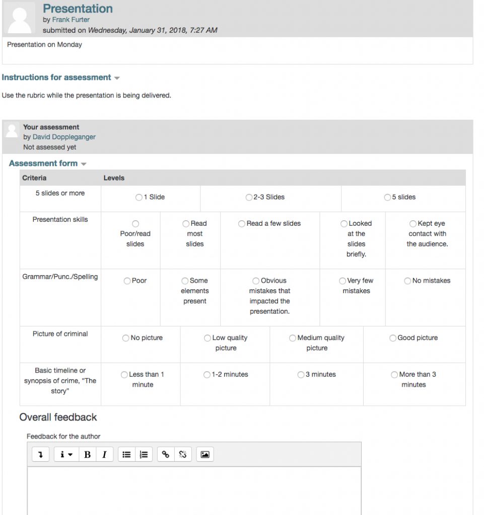 presentation student feedback form